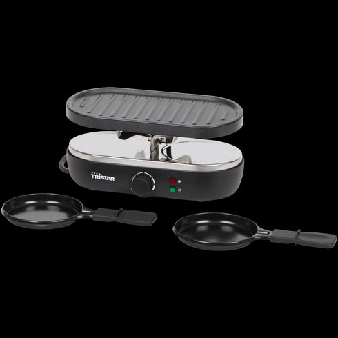 Aparat Raclette Tristar Mini 3-în-1: Grătar, Raclette și Gourmet - Distracție culinară în stil românesc!