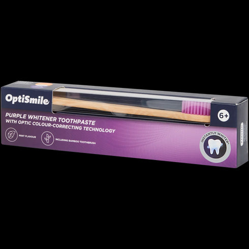 Pastă și periuță de dinți OptiSmile Purple Whitening - Zâmbet Strălucitor!
