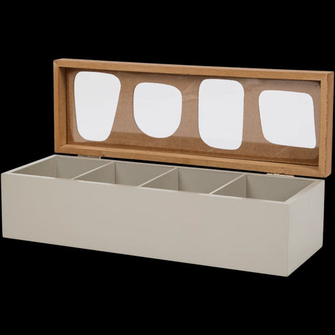 Cutie de Depozitare Elegantă din Lemn Certificat FSC® cu 4 Compartimente - Soluția Perfectă pentru Organizare