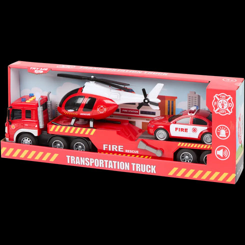 Set de Mașinuțe de Jucărie - Camion, Mașinuță și Elicopter cu Lumini și Sunet | Jucării Interactive pentru Copii