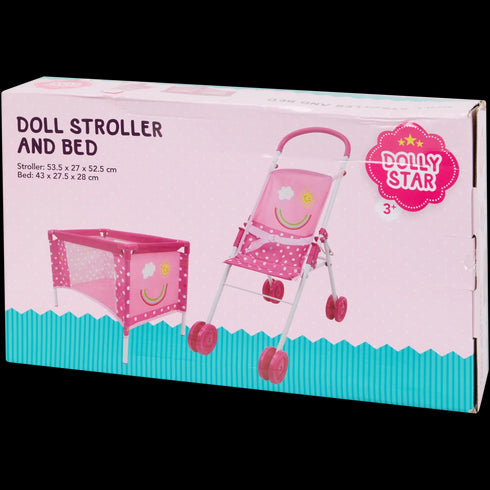 Cărucior și pătuț pentru păpuși Dolly Star