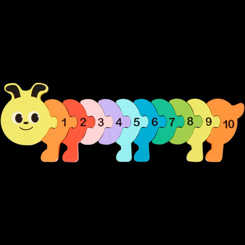 Puzzle din Lemn Mini Matters - Numărătoare și Forme de Animale - Educațional și Ecologic