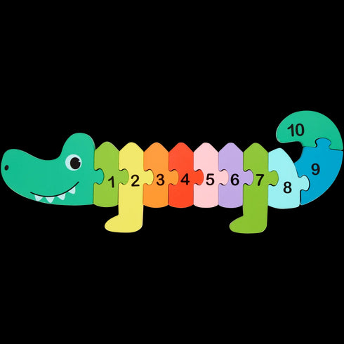 Puzzle din Lemn Mini Matters - Numărătoare și Forme de Animale - Educațional și Ecologic