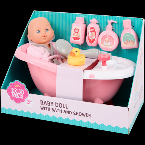 Păpușă bebeluș cu cadă și duș Dolly Star