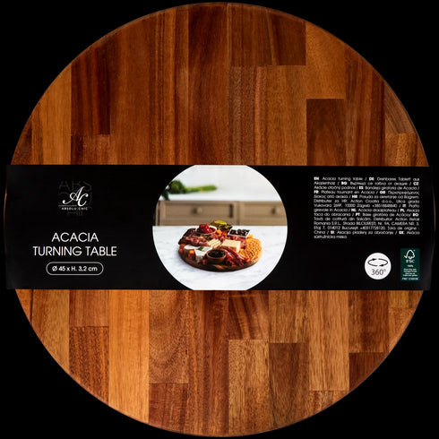 Platou Rotativ din Lemn Masiv - Perfect pentru Servirea Aperitivelor (Ø 45 cm)