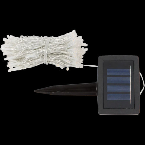 Perdea Luminoasă Solară de Crăciun - 8 Moduri Iluminare, Alb Cald