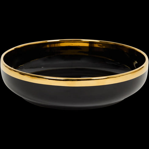 Farfurie Adâncă Elegantă cu Margine Aurie - Diametru 20 cm - Perfectă pentru Orice Ocazie