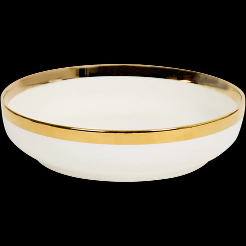 Farfurie Adâncă Elegantă cu Margine Aurie - Diametru 20 cm - Perfectă pentru Orice Ocazie