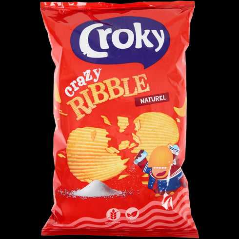 Croky Crazy Ribble Natural - Snack Crocant Savuros, Vegan și Fără Gluten