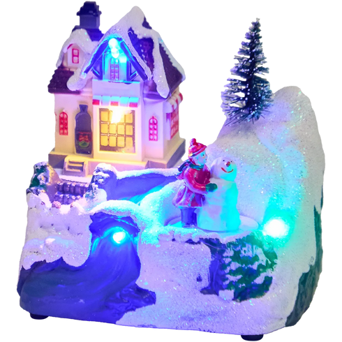 Căsuță de Crăciun Luminoasă cu LED și Elemente Mobile - Creează Magia Sărbătorilor!