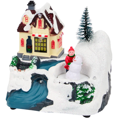 Căsuță de Crăciun Luminoasă cu LED și Elemente Mobile - Creează Magia Sărbătorilor!