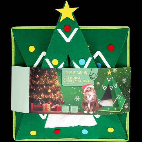 Brad de Crăciun Interactiv pentru Pisici - Cort Moale și Confortabil