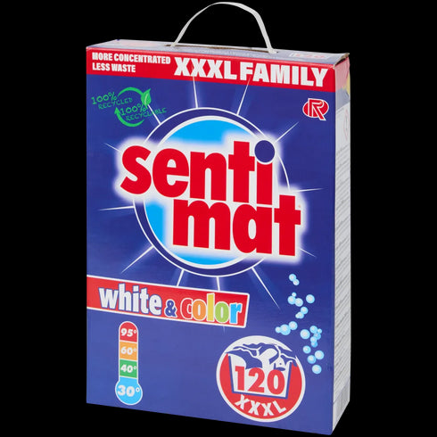 Detergent Pudră Sentimat White & Color - 120 Spălări - Eficiență Maximă pentru Rufe Impecabile