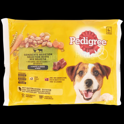 Hrană Premium Pedigree pentru Câini - Pui și Vită în Sos - Sănătate și Vitalitate