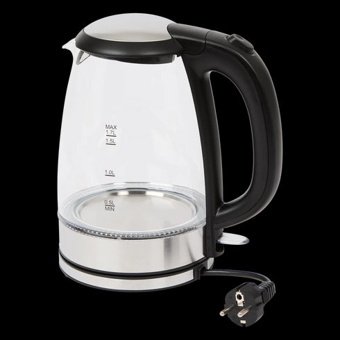 Fierbător Elegant din Sticlă Home Essentials - 1.7L, 2200W, Lumină LED Albastră