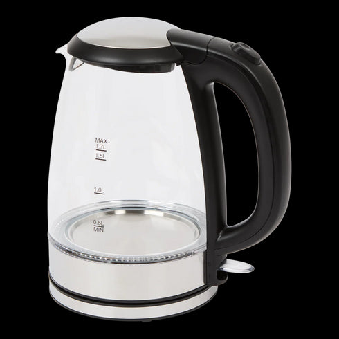 Fierbător Elegant din Sticlă Home Essentials - 1.7L, 2200W, Lumină LED Albastră