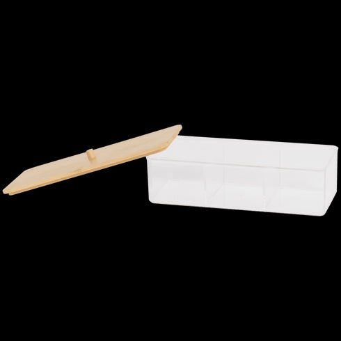 Organizator Elegant din Bambus cu Capac - Soluția Perfectă pentru Casa Ta