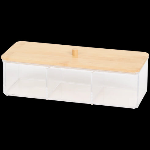 Organizator Elegant din Bambus cu Capac - Soluția Perfectă pentru Casa Ta