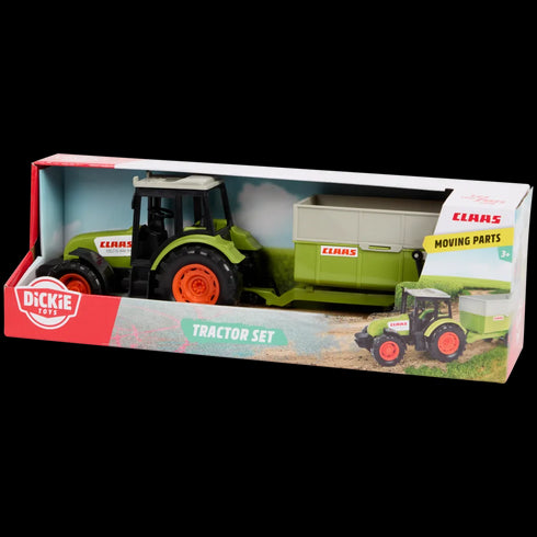 Tractor Claas Red P5 cu Remorcă - Dickie Toys - Vehicul de Jucărie Detaliat (36cm)