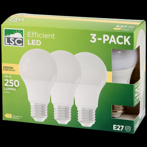 Becuri LED LSC Premium - Pachet 3 buc, 2.9W, 250 Lumeni, Lumină Albă Caldă, Racord E27