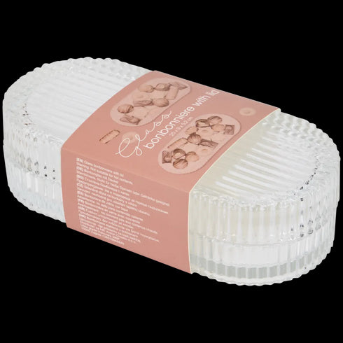 Bombonieră Elegantă din Sticlă - Perfectă pentru Dulciuri și Prăjituri - Design Clasic Oval