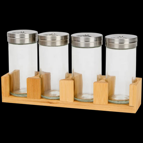 Organizator Elegant de Condimente din Bambus Premium - Soluția Perfectă pentru Bucătăria Ta