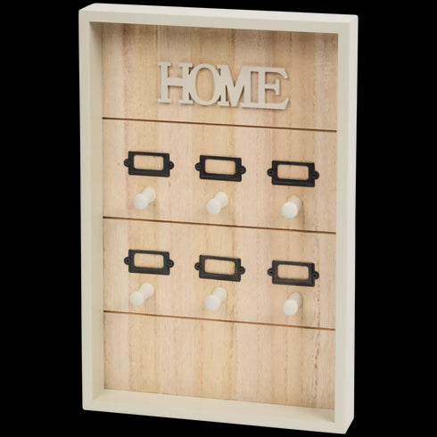 Cutie Elegantă de Chei din Lemn - Organizator de Perete cu 6 Cârlige - Ideală pentru Acasă și Birou