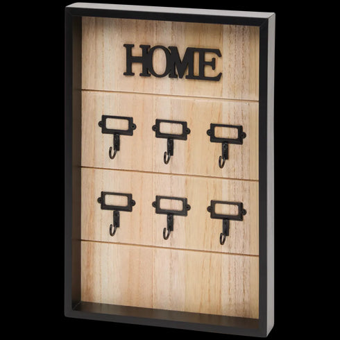 Cutie Elegantă de Chei din Lemn - Organizator de Perete cu 6 Cârlige - Ideală pentru Acasă și Birou