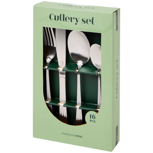 Set Elegant de Tacâmuri - 16 Piese din Oțel Inoxidabil de Calitate Superioară - Ideal pentru Orice Masă