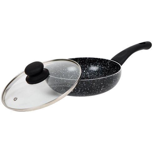 Tigaie Premium cu Acoperire de Marmură și Capac - Ideală pentru Toate Sursele de Căldură