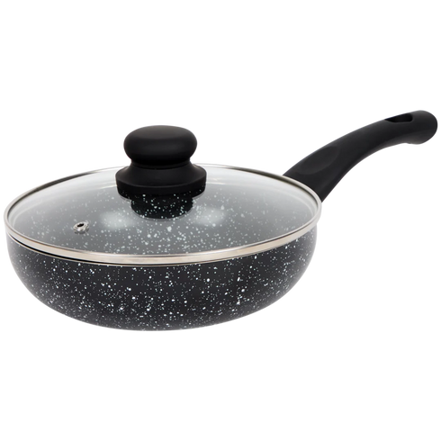 Tigaie Premium cu Acoperire de Marmură și Capac - Ideală pentru Toate Sursele de Căldură