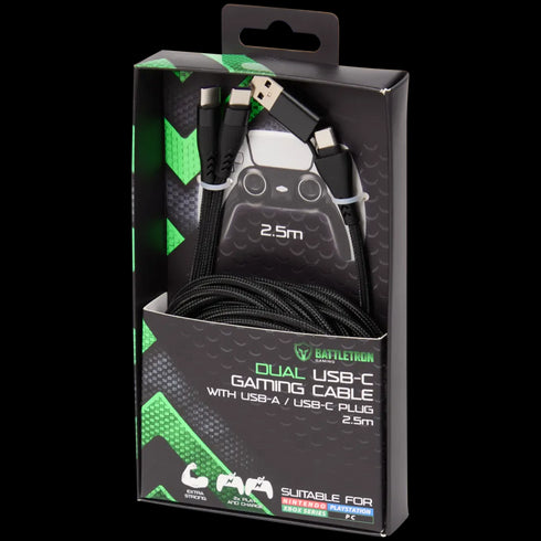 Cablu de Încărcare Dublu Battletron USB-C 2.5m - Performanță Maximă!