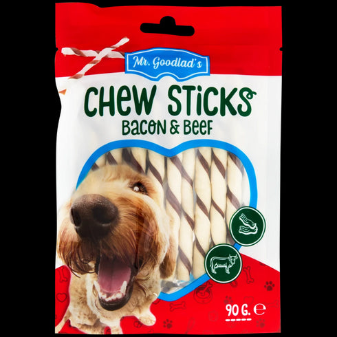 Batoane de Ronțăit Mr. Goodlad: Recompense Delicioase cu Bacon și Vită pentru Câinii Tăi