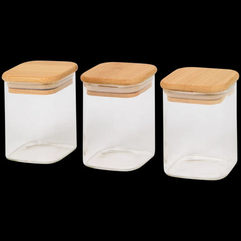 Set Recipiente Premium din Sticlă cu Capace din Bambus - Perfecte pentru Bucătăria Ta