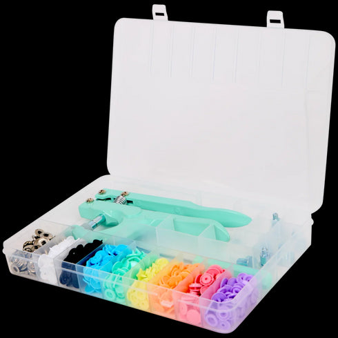 Set de nasturi Crafts & Co - Kit complet cu clește și 140 accesorii - Ideal pentru proiecte creative și reparații vestimentare