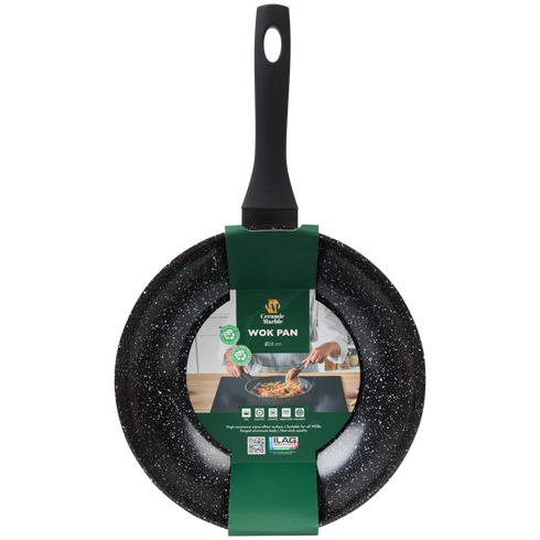 Tigaie Wok Profesională Ceramic Marble – Diametru 28 cm