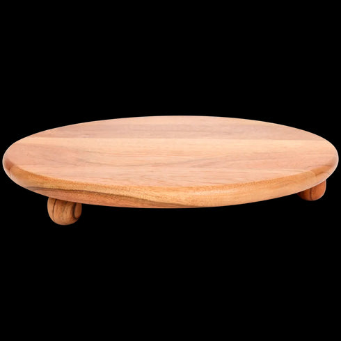 Suport de Lemn Elegant - Platou de Servire Rotund cu Picioare (28 cm) - Certificat FSC®