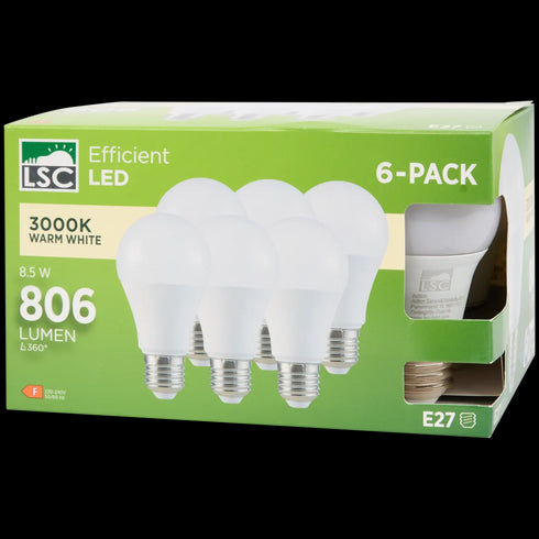Becuri LED E27 LSC - Economice și Luminoase (8.5W, 806 Lumeni, Alb Cald 3000K)
