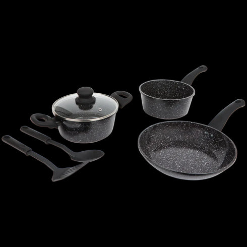 Set de Tigăi Profesionale Ceramic Marble cu Ustensile - Bucătăria Ta, Eficiență Maximă!