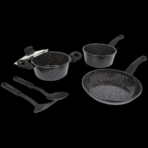 Set de Tigăi Profesionale Ceramic Marble cu Ustensile - Bucătăria Ta, Eficiență Maximă!