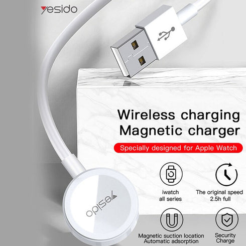 Cablu incarcare Yesido pentru Apple Watch wireless magnetic, CA69, alb