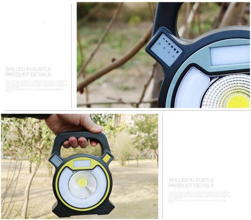 Lanterna portabila 4in1 LED COB 10W reincarcabila, 4 moduri de luminiozitate, Avertizare flash rosie si albastra, IP66, Functie Power Bank, Negru