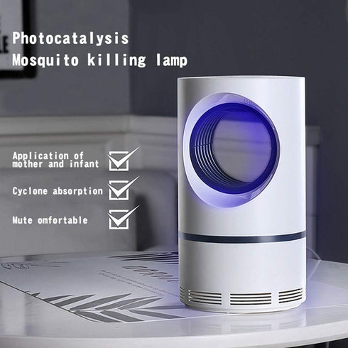 Aparat electric Nor-Tec cu Lampa UV Anti-tantari, Capcana insecte pentru interior, ventilator cu aspiratie prin fotocataliza, Alimentare USB, Alb