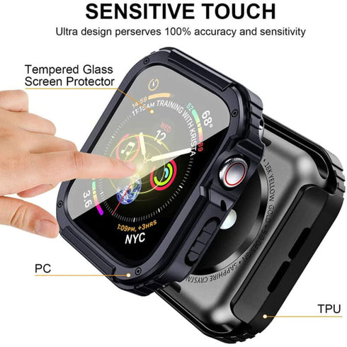 Pachet 360° Husa + folie Apple Watch 1/2/3 42mm Lito Armor S+, albastru