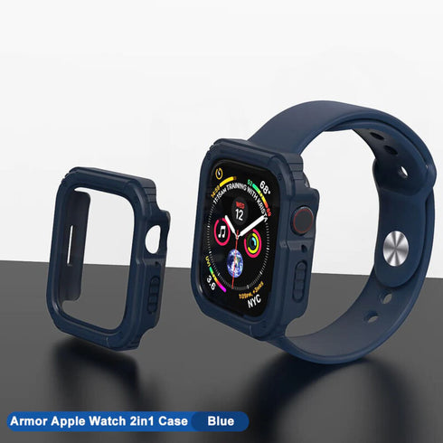 Pachet 360° Husa + folie Apple Watch 1/2/3 42mm Lito Armor S+, albastru