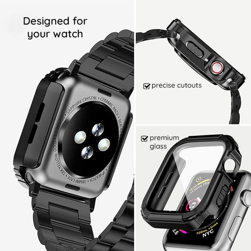 Pachet 360° Husa + folie Apple Watch 1/2/3 42mm Lito Armor S+, albastru