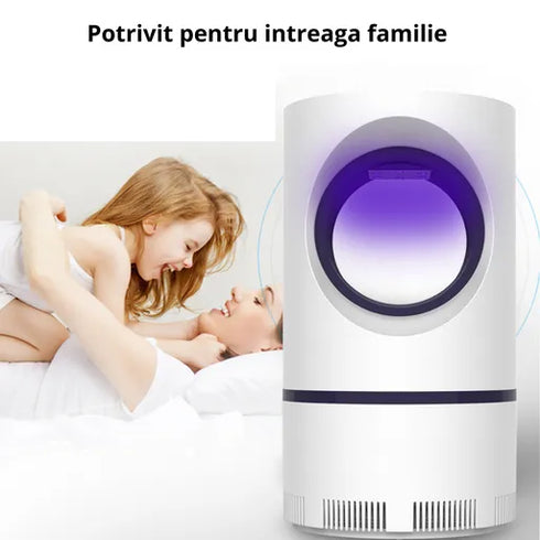 Aparat electric Nor-Tec cu Lampa UV Anti-tantari, Capcana insecte pentru interior, ventilator cu aspiratie prin fotocataliza, Alimentare USB, Alb