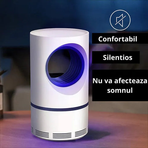 Aparat electric Nor-Tec cu Lampa UV Anti-tantari, Capcana insecte pentru interior, ventilator cu aspiratie prin fotocataliza, Alimentare USB, Alb