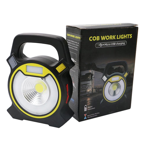 Lanterna portabila 4in1 LED COB 10W reincarcabila, 4 moduri de luminiozitate, Avertizare flash rosie si albastra, IP66, Functie Power Bank, Negru