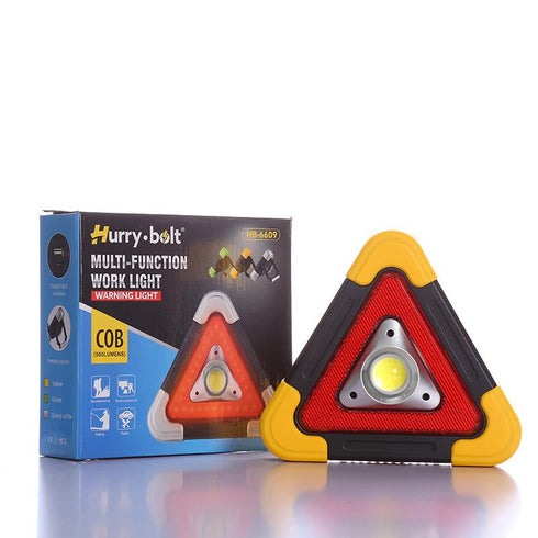 Triunghi reflectorizant 4in1 cu lanterna LED COB, LED Rosu, Functie PowerBank, Incarcare Solara, USB, Acumulator integrat